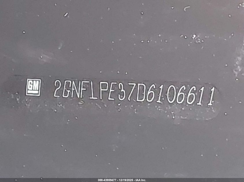 2013 Chevrolet Equinox 2Lt VIN: 2GNFLPE37D6106611 Lot: 43959477