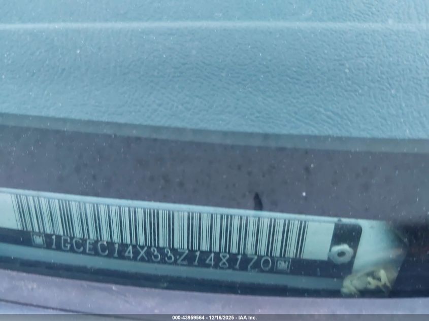 2003 Chevrolet Silverado 1500 VIN: 1GCEC14X33Z148170 Lot: 43959564