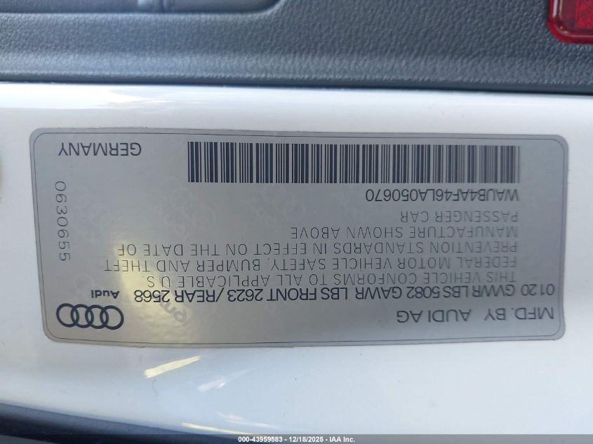 2020 Audi S4 Premium Plus Tfsi Quattro Tiptronic VIN: WAUB4AF46LA050670 Lot: 43959583