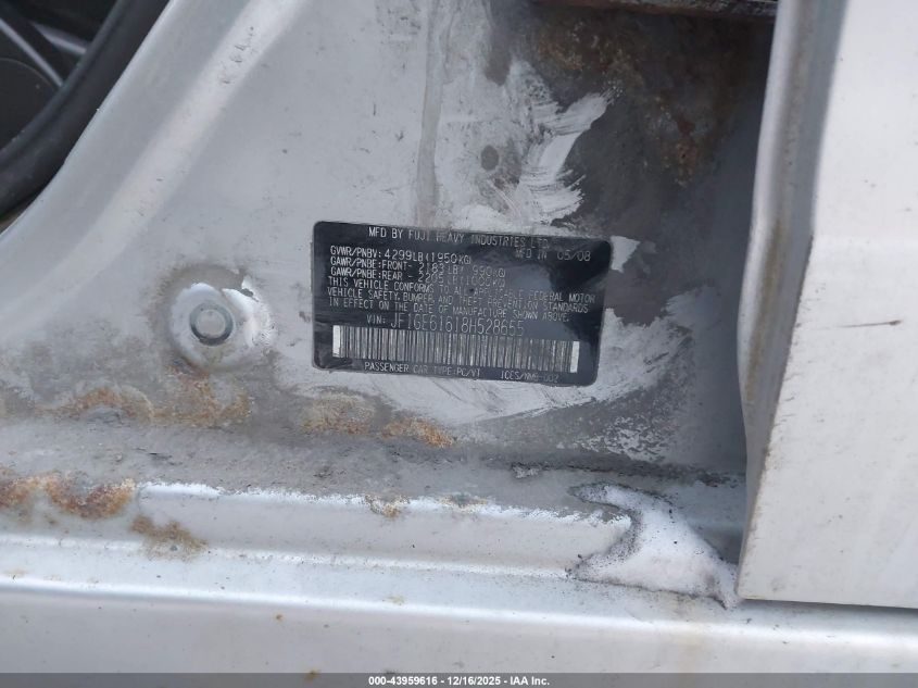 2008 Subaru Impreza 2.5I VIN: JF1GE61618H528655 Lot: 43959616