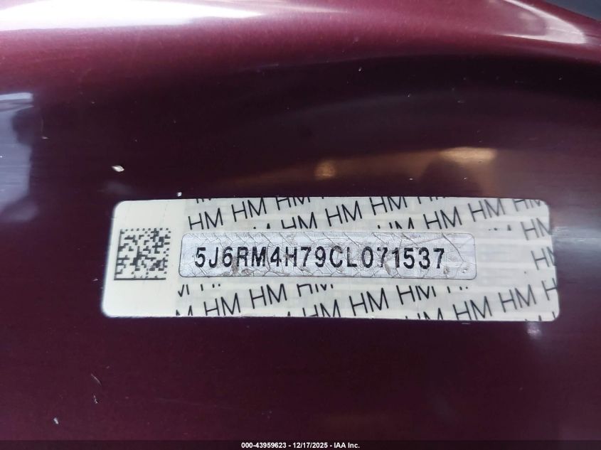 2012 Honda Cr-V Ex-L VIN: 5J6RM4H79CL071537 Lot: 43959623