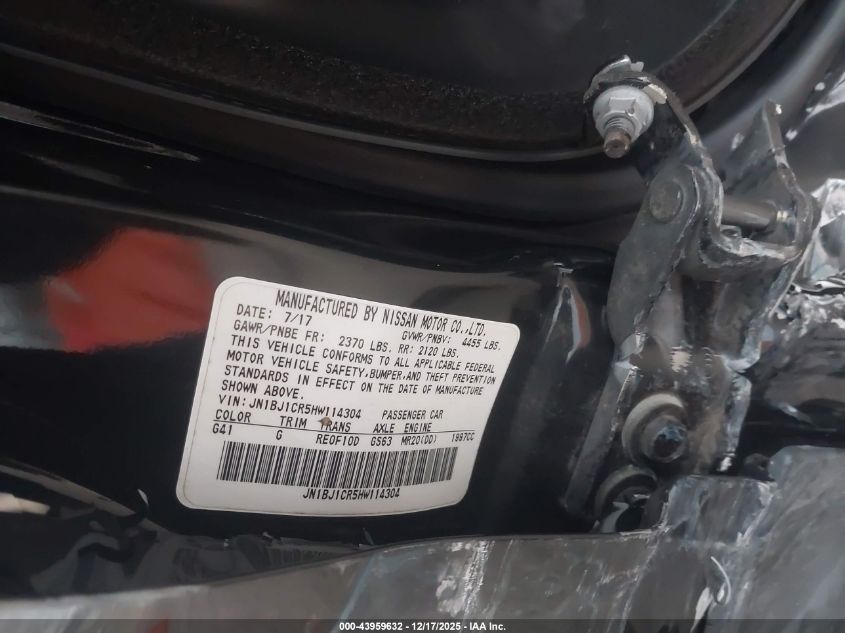 2017 Nissan Rogue Sport Sl VIN: JN1BJ1CR5HW114304 Lot: 43959632