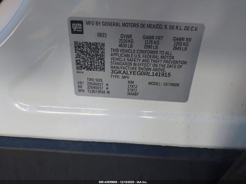 2024 GMC Terrain Awd At4 VIN: 3GKALYEG0RL141915 Lot: 43959686