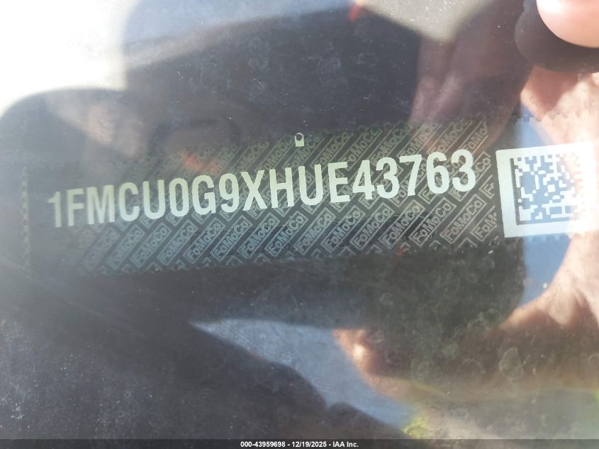 2017 Ford Escape Se VIN: 1FMCU0G9XHUE43763 Lot: 43959698