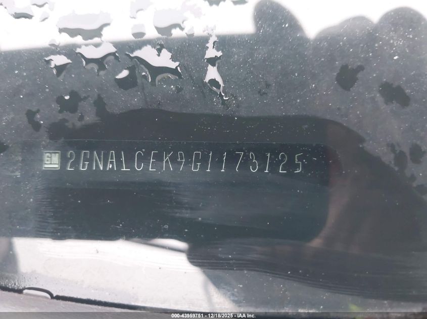 2016 Chevrolet Equinox Lt VIN: 2GNALCEK9G1173125 Lot: 43959751