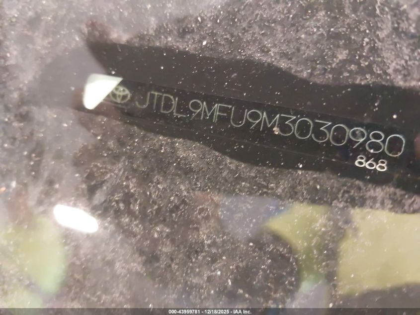 2021 Toyota Prius Le Awd-E VIN: JTDL9MFU9M3030980 Lot: 43959781