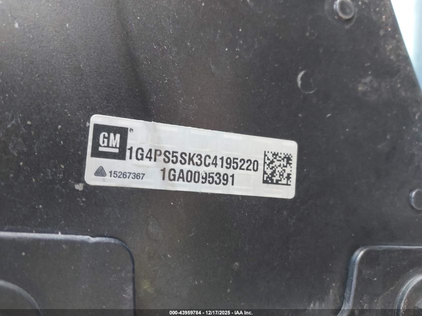 2012 Buick Verano Leather Group VIN: 1G4PS5SK3C4195220 Lot: 43959784