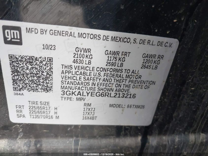 2024 GMC Terrain Awd At4 VIN: 3GKALYEG6RL213216 Lot: 43959803