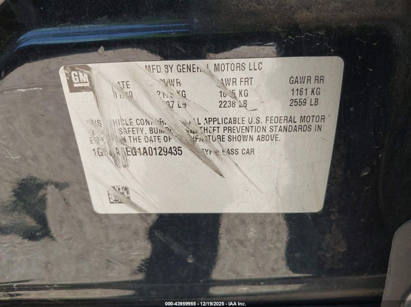 2010 Cadillac Cts Standard VIN: 1G6DA5EG1A0129435 Lot: 43959955