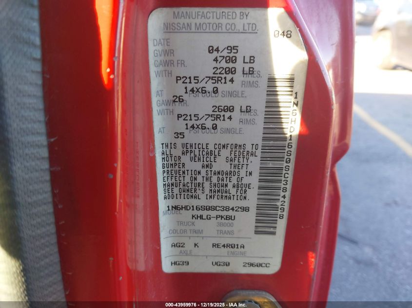 1995 Nissan Truck King Cab Se/King Cab Xe VIN: 1N6HD16S0SC384298 Lot: 43959976
