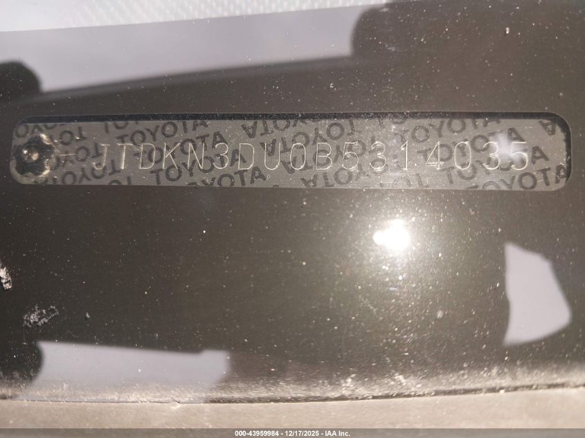 2011 Toyota Prius Three VIN: JTDKN3DU0B5314035 Lot: 43959984