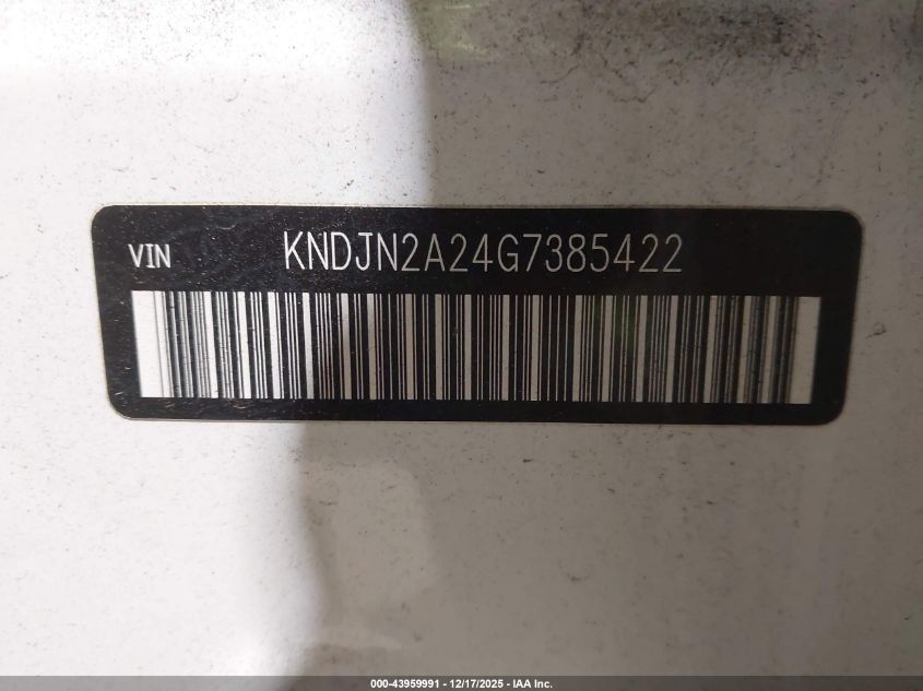 2016 Kia Soul VIN: KNDJN2A24G7385422 Lot: 43959991