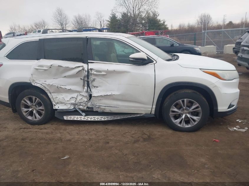 2015 Toyota Highlander Xle V6 VIN: 5TDJKRFH2FS145420 Lot: 43959994