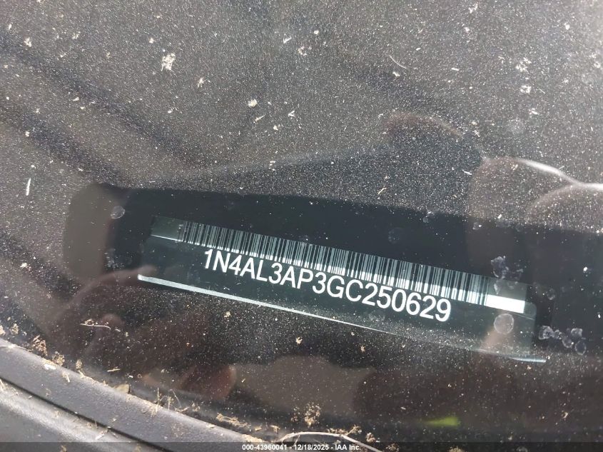 2016 Nissan Altima 2.5 Sr VIN: 1N4AL3AP3GC250629 Lot: 43960041