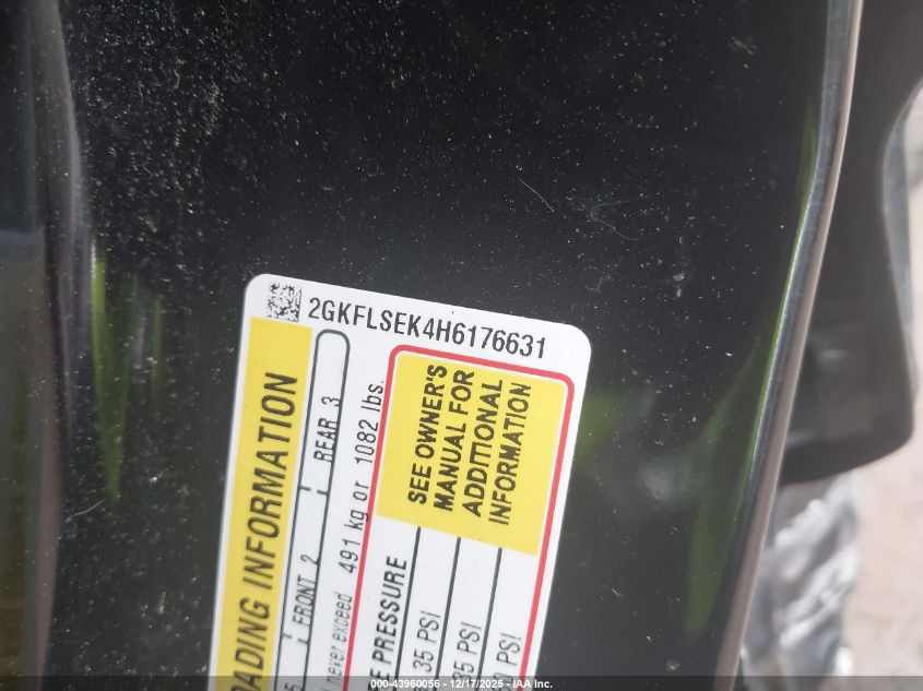 2017 GMC Terrain Sle-1 VIN: 2GKFLSEK4H6176631 Lot: 43960056