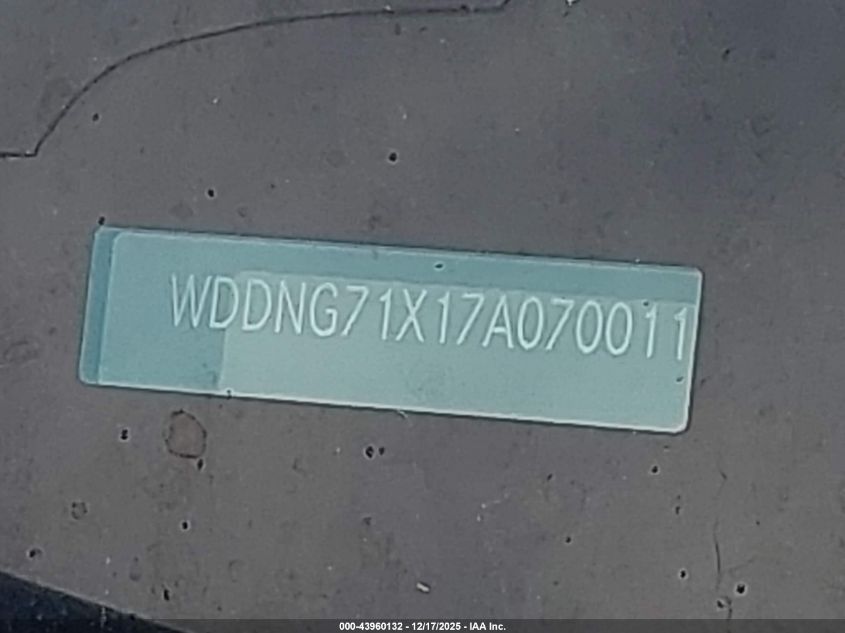 2007 Mercedes-Benz S 550 VIN: WDDNG71X17A070011 Lot: 43960132