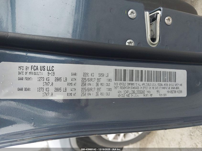 2020 Jeep Cherokee Latitude Fwd VIN: 1C4PJLCB6LD536202 Lot: 43960142