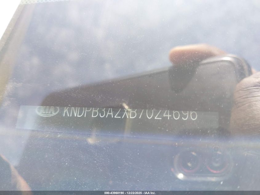 2011 Kia Sportage Lx VIN: KNDPB3A2XB7024696 Lot: 43960190