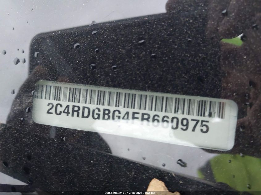 2015 Dodge Grand Caravan Se VIN: 2C4RDGBG4FR660975 Lot: 43960217