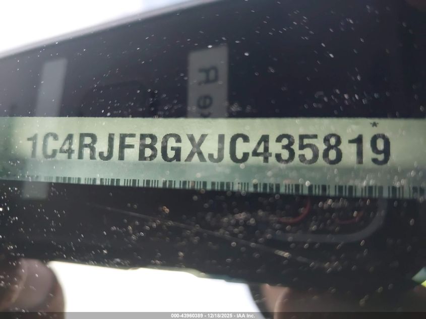 2018 Jeep Grand Cherokee Limited 4X4 VIN: 1C4RJFBGXJC435819 Lot: 43960389