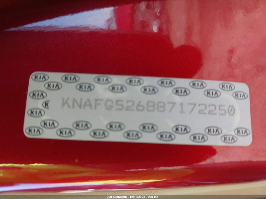 2008 Kia Rondo Ex V6 VIN: KNAFG526887172250 Lot: 43960398