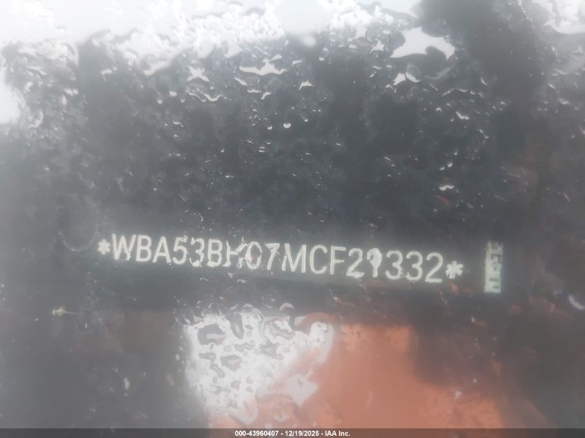 2021 BMW 530I VIN: WBA53BH07MCF21332 Lot: 43960407