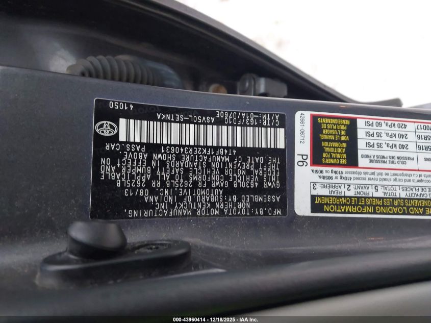 2014 Toyota Camry Le VIN: 4T4BF1FK2ER340631 Lot: 43960414