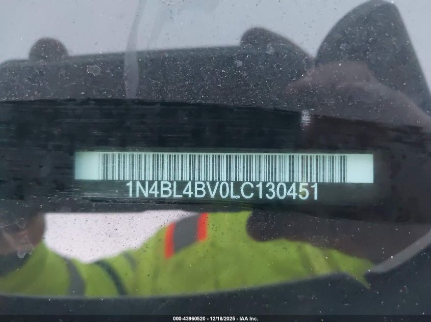 2020 Nissan Altima S Fwd VIN: 1N4BL4BV0LC130451 Lot: 43960520