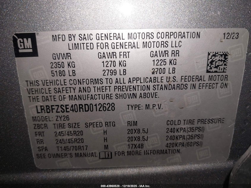 LRBFZSE40RD012628 2024 BUICK ENVISION photo no. 9
