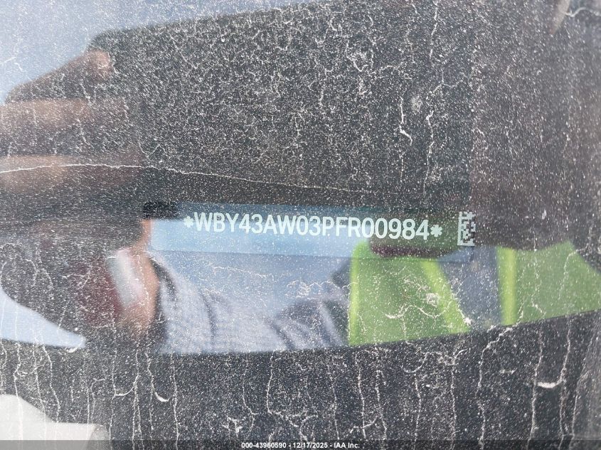 2023 BMW I4 Edrive35 VIN: WBY43AW03PFR00984 Lot: 43960590