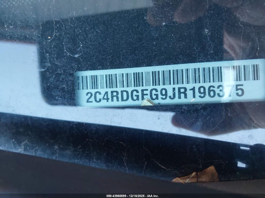 2018 Dodge Grand Caravan Gt VIN: 2C4RDGEG9JR196375 Lot: 43960595