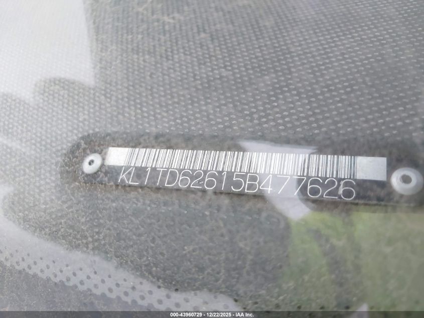 2005 Chevrolet Aveo Ls VIN: KL1TD62615B477626 Lot: 43960729