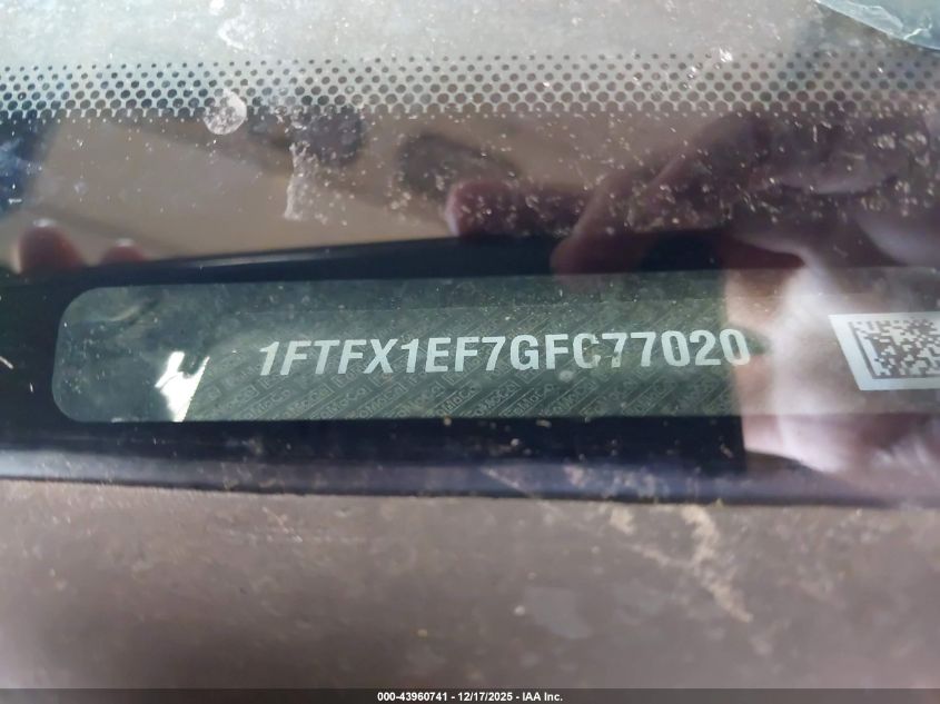 2016 Ford F-150 Xlt VIN: 1FTFX1EF7GFC77020 Lot: 43960741