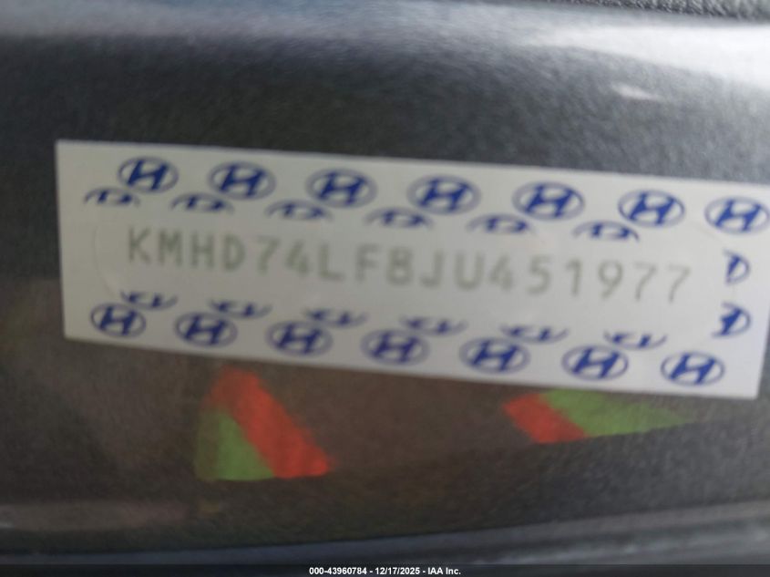 2018 Hyundai Elantra Se VIN: KMHD74LF8JU451977 Lot: 43960784