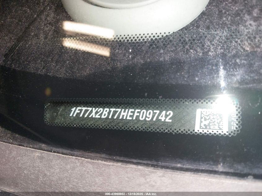2017 Ford F-250 Xl VIN: 1FT7X2BT7HEF09742 Lot: 43960802