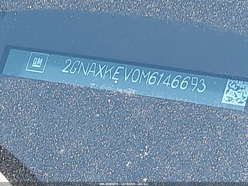 2021 Chevrolet Equinox Fwd Lt VIN: 2GNAXKEV0M6146693 Lot: 43960879