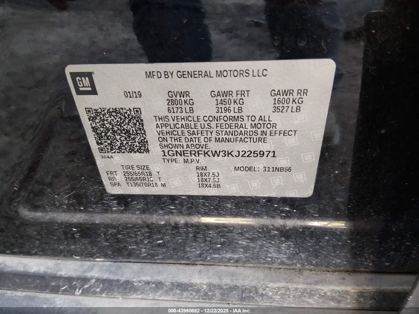 2019 Chevrolet Traverse Ls VIN: 1GNERFKW3KJ225971 Lot: 43960882