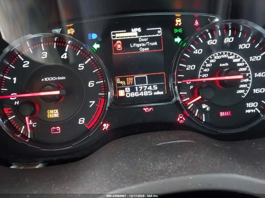 2019 Subaru Wrx Limited VIN: JF1VA1J64K9816189 Lot: 43960967