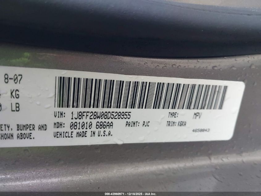 2008 Jeep Patriot Sport VIN: 1J8FF28W08D528955 Lot: 43960971