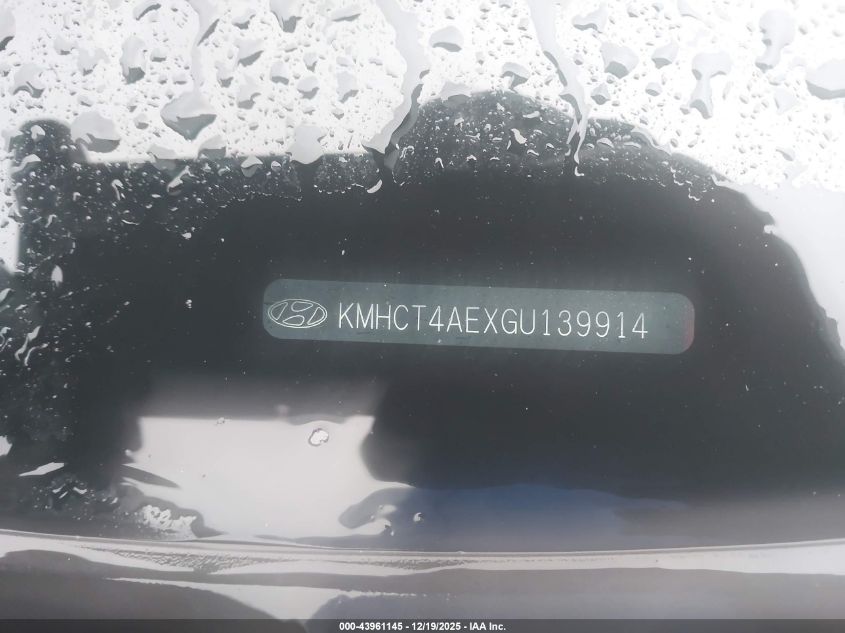 2016 Hyundai Accent Se VIN: KMHCT4AEXGU139914 Lot: 43961145