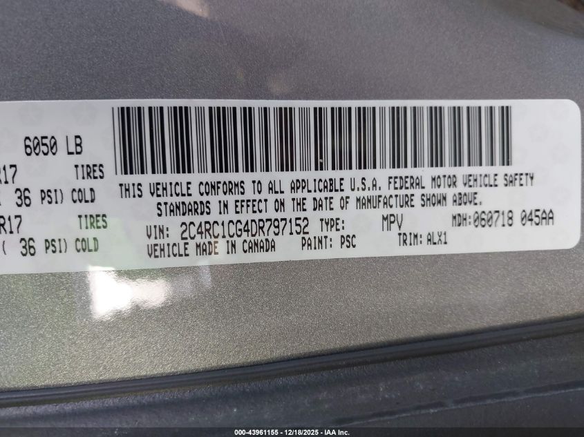 2013 Chrysler Town & Country Touring-L VIN: 2C4RC1CG4DR797152 Lot: 43961155