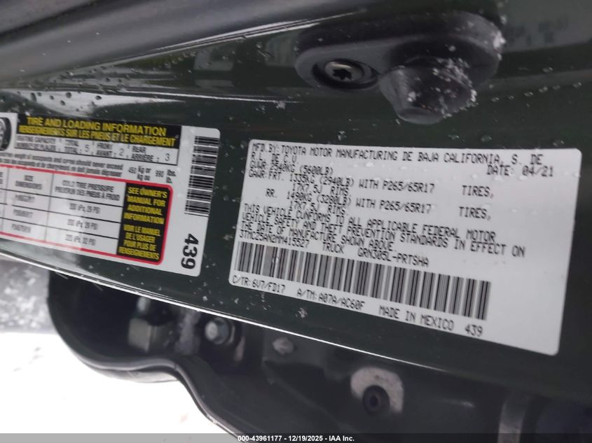 2021 Toyota Tacoma Trd Sport VIN: 3TMCZ5AN2MM415527 Lot: 43961177