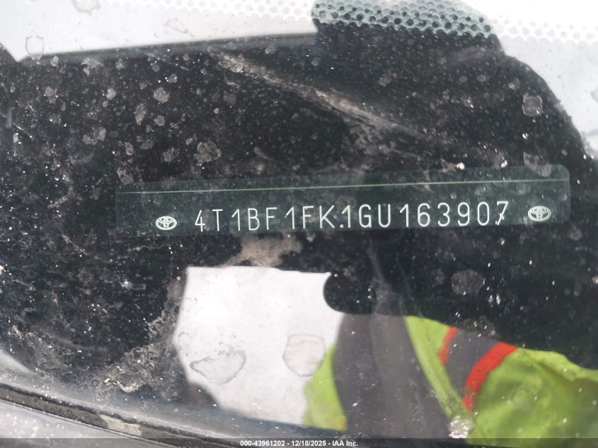 2016 Toyota Camry Se VIN: 4T1BF1FK1GU163907 Lot: 43961202