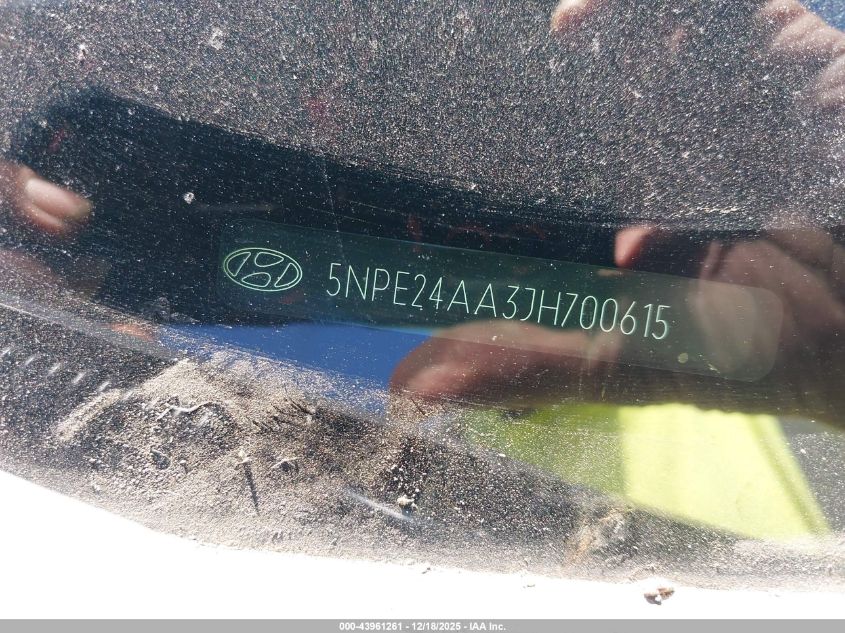 2018 Hyundai Sonata Eco VIN: 5NPE24AA3JH700615 Lot: 43961261
