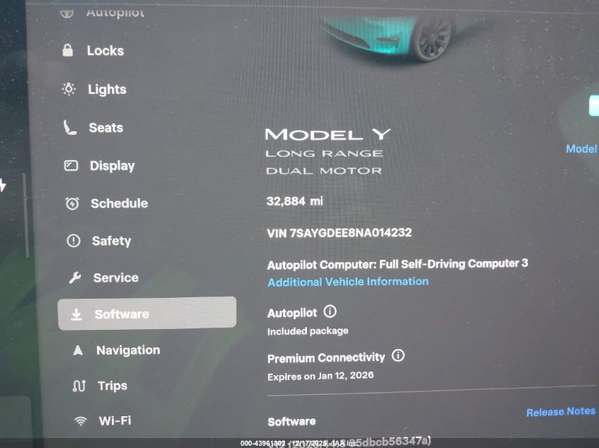 2022 Tesla Model Y Long Range Dual Motor All-Wheel Drive VIN: 7SAYGDEE8NA014232 Lot: 43961302