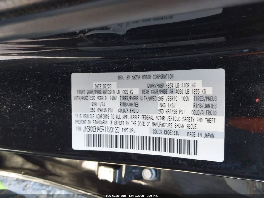 2024 Mazda Cx-90 Phev Preferred VIN: JM3KKBHA5R1120130 Lot: 43961360