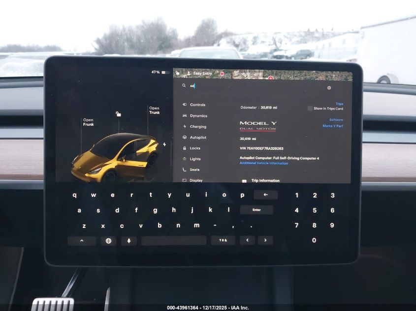 2024 Tesla Model Y Performance Dual Motor All-Wheel Drive VIN: 7SAYGDEF7RA329263 Lot: 43961364