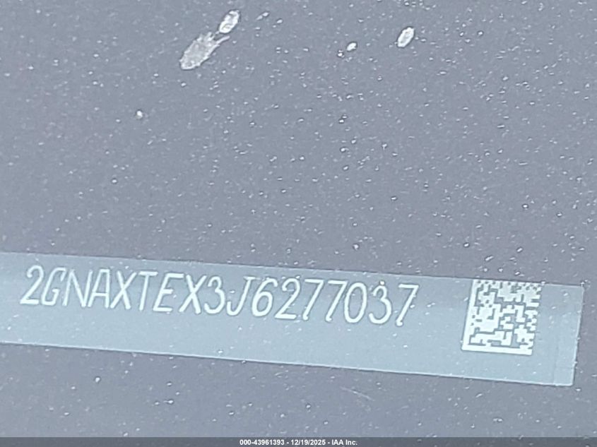 2018 Chevrolet Equinox Lt VIN: 2GNAXTEX3J6277037 Lot: 43961393