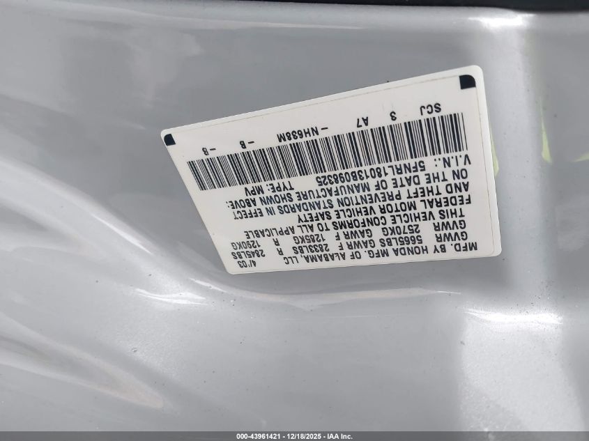 2003 Honda Odyssey Ex-L VIN: 5FNRL18013B098325 Lot: 43961421