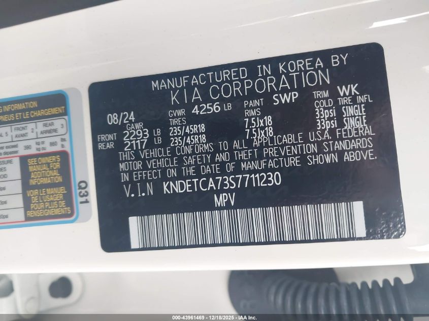 2025 Kia Seltos Sx Turbo VIN: KNDETCA73S7711230 Lot: 43961469